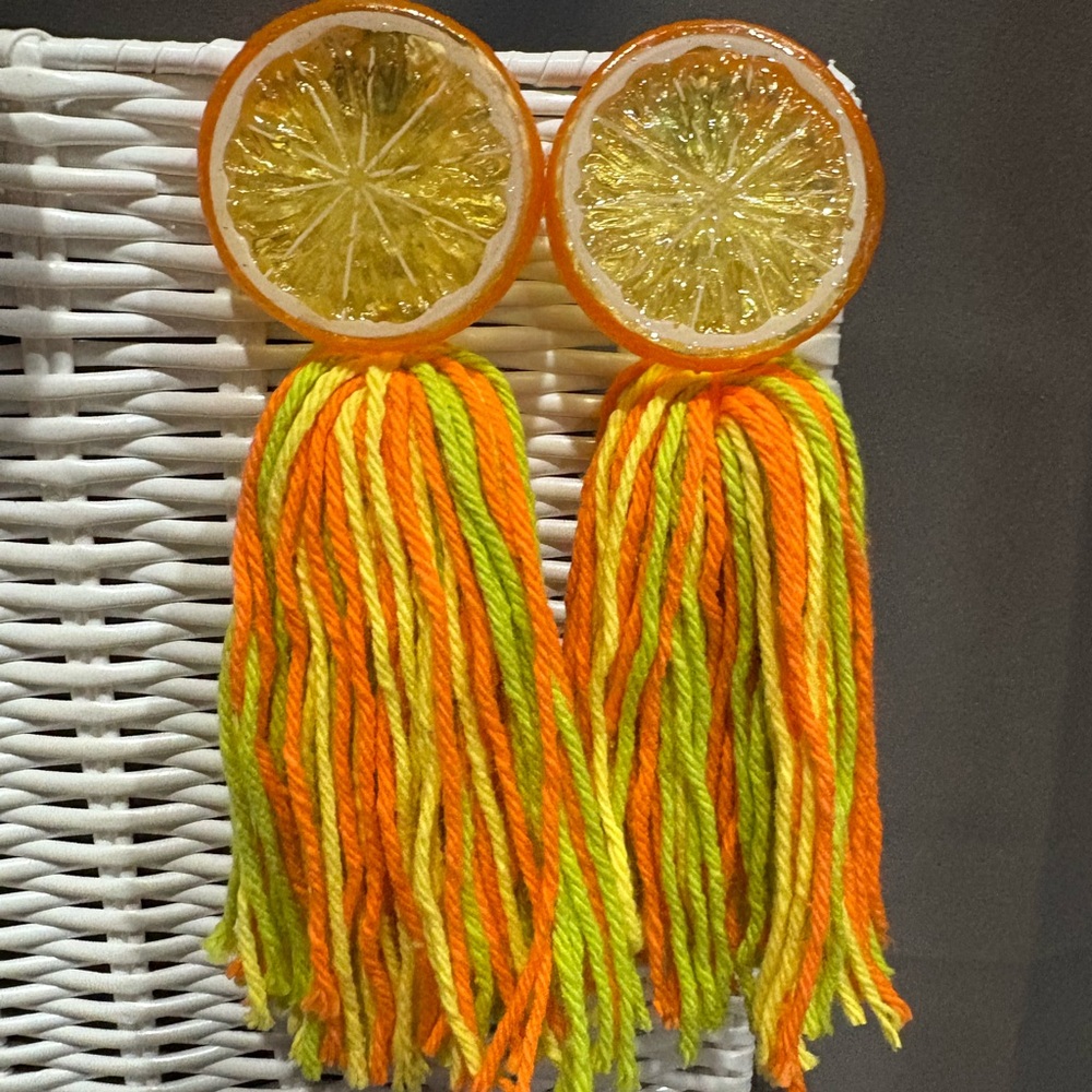 Citrus Slice Tassel Earrings - Orange & Lemon & Lime
